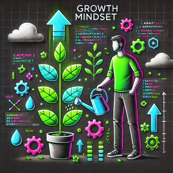a developer nurturing growth with a playful, engaging vibe