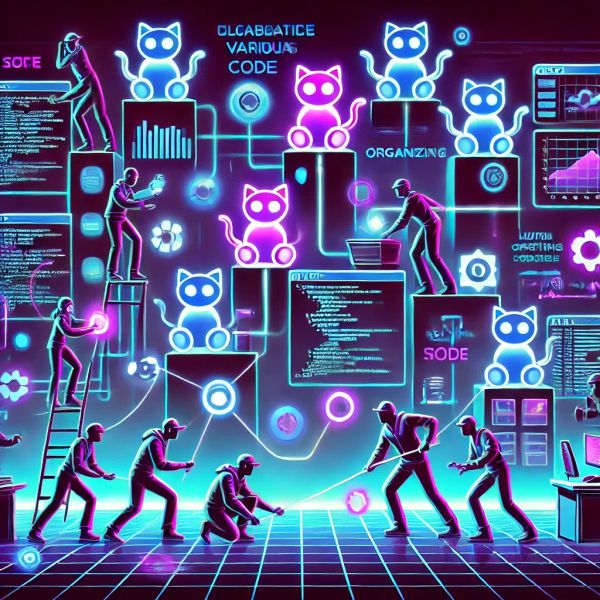 Futuristic Image of Team Collaboration in DevOps (Herding Cats)