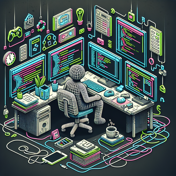 A developer at their workspace surrounded by monitors, building their daily routine.