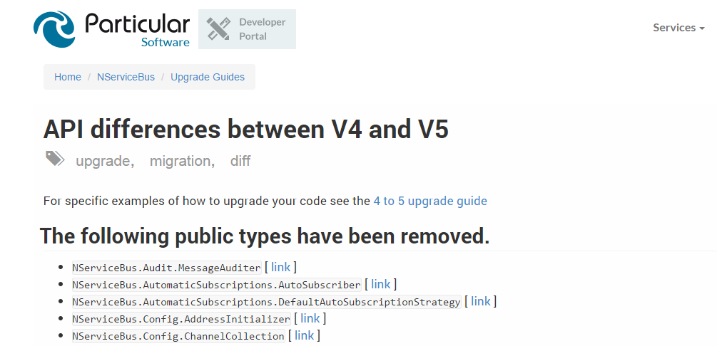 The API difference doc