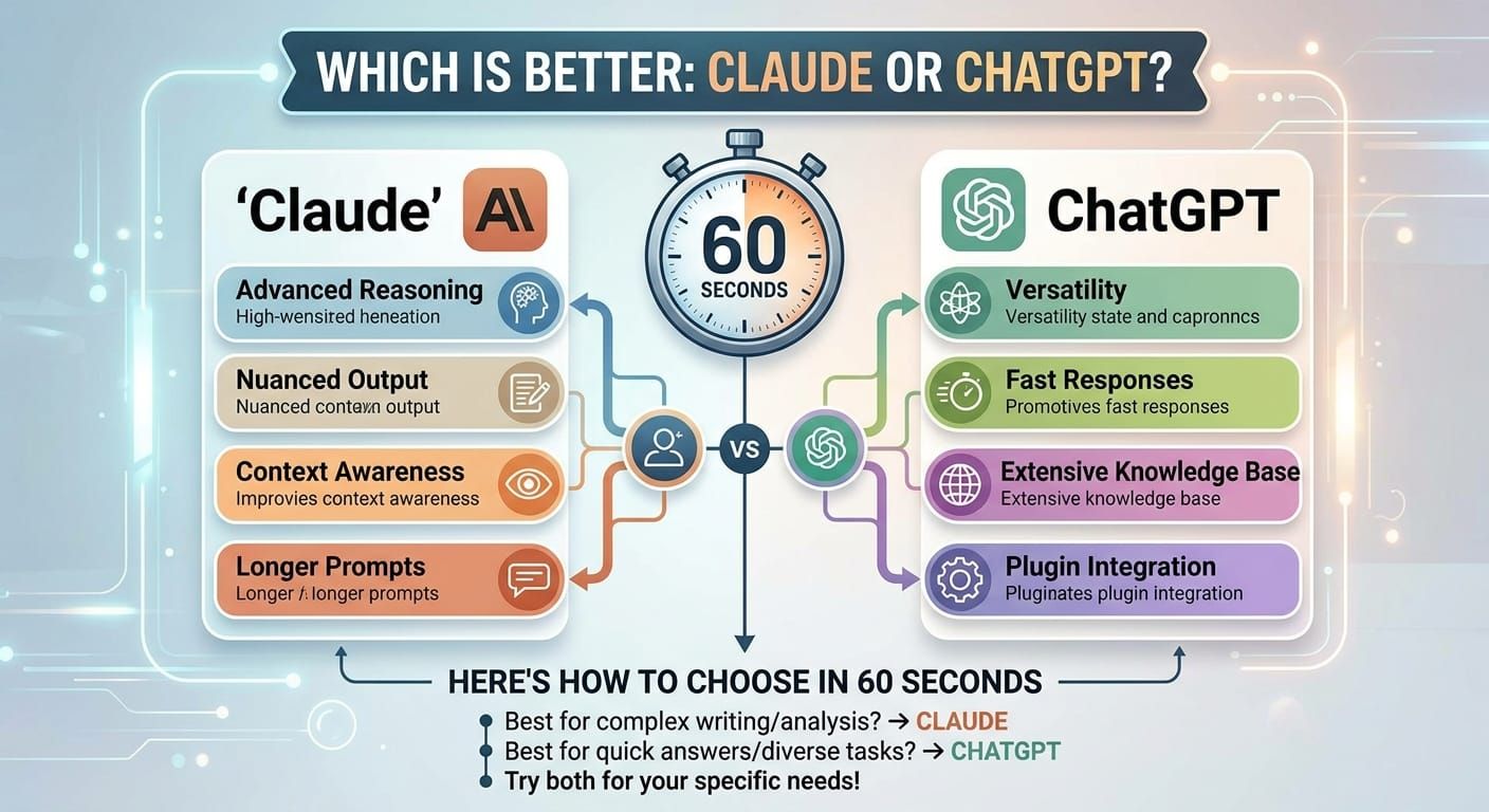 Which Is Better, Claude or ChatGPT? Here's How to Choose in 60 Seconds.