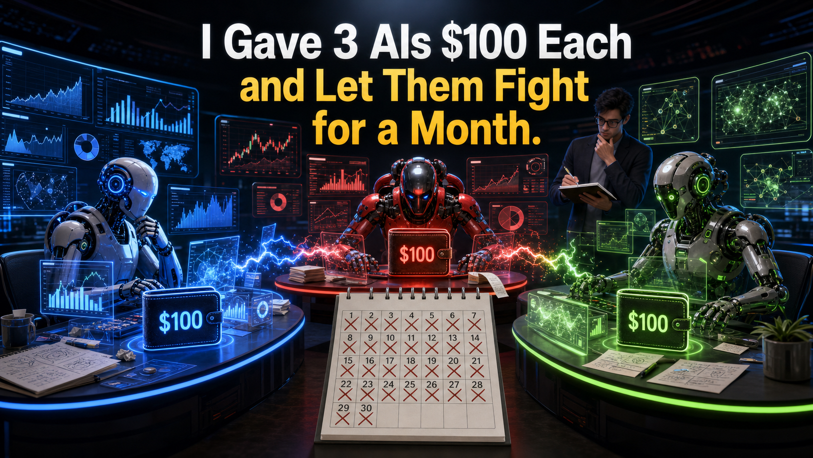 I Gave 3 AIs $100 Each and Let Them Fight for a Month