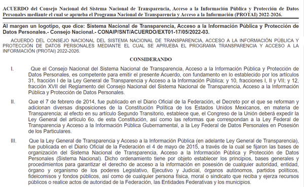 Aprobación del Programa Nacional de Protección de Datos Personales (PRONADATOS) 2022-2026 (México)