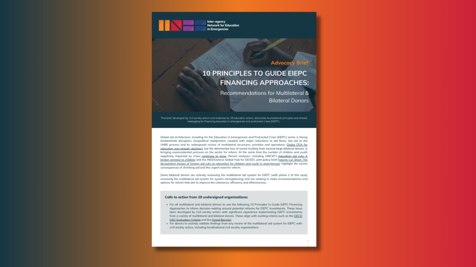 10 Principles to Guide EiEPC Financing Approaches: Recommendations for Multilateral & Bilateral Donors post image