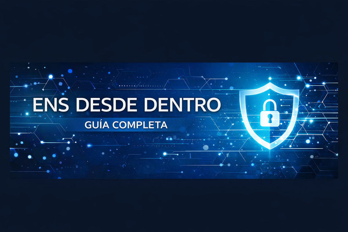 Guía completa del Esquema Nacional de Seguridad (ENS) desde dentro con icono de ciberseguridad