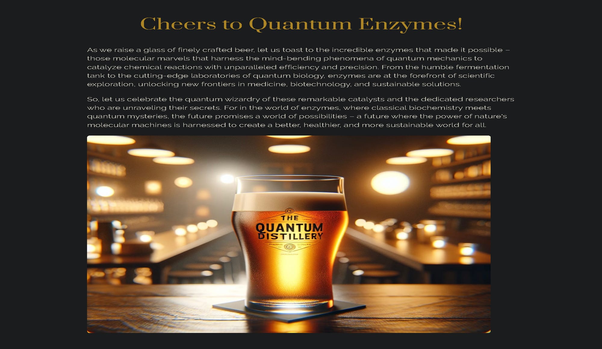 The Quantum Distillery Third Pour