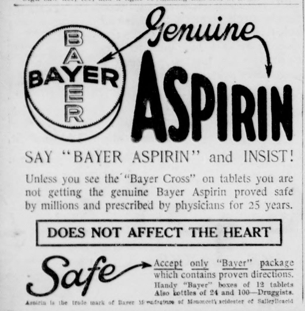 1926 Bayer Aspirin Ad