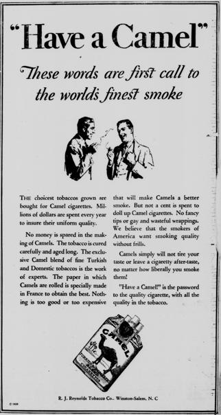Camel Ad - April 21, 1926 - East St. Louis Journal - "Have a Camel"