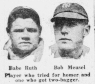 May 24, 1926 New York Daily News portraits of Babe Ruth and Bob Meusel after the Yankees defeated the Red Sox, 8–3.