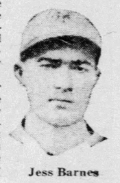 Portrait of Brooklyn pitcher Jess Barnes, who defeated the Boston Braves 8–2 at Ebbets Field in May 1926.