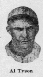 Portrait of Giants outfielder Al Tyson, who was nearing a return to the lineup during New York's push to climb the National League standings in 1926.