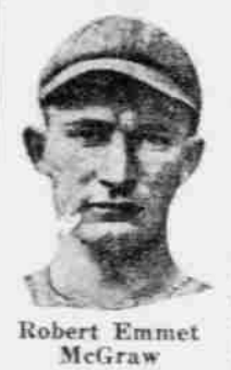 Portrait of Robert Emmet McGraw from a 1926 newspaper, Brooklyn pitcher in Robins win over Boston Braves.