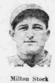 Vintage 1926 portrait of Milton Stock, veteran Brooklyn infielder released by the Robins after ten years in Major League Baseball.