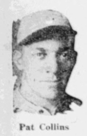 Small 1926 newspaper portrait of New York Yankees catcher Pat Collins in uniform following his key home run in a victory over the St. Louis Browns.