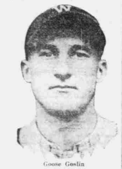 1926 newspaper portrait of Washington Senators slugger Goose Goslin following a victory over the New York Yankees at Yankee Stadium.