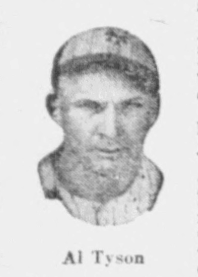 1926 newspaper portrait of New York Giants outfielder Al Tyson following his game-winning hit against the Chicago Cubs.