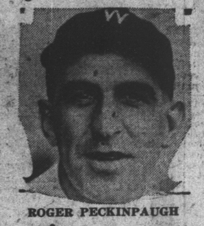 1926 newspaper portrait of Washington Senators shortstop Roger Peckinpaugh during the American League pennant race.
