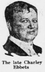 Newspaper portrait of Charles Ebbets, late Brooklyn baseball owner whose estate held a major ownership stake in the Robins franchise.