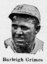Portrait of Brooklyn pitcher Burleigh Grimes from June 1926 newspaper coverage.
