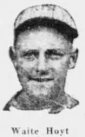 Portrait of Yankees pitcher Waite Hoyt from a June 1926 newspaper illustration.