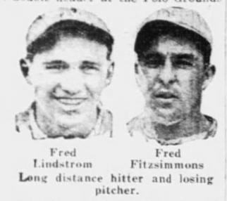 Newspaper portraits of Fred Lindstrom and Freddie Fitzsimmons from June 1926 Giants coverage.