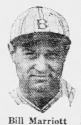 Newspaper portrait of Brooklyn third baseman Bill Marriott after his two-home-run game against the Phillies in June 1926.