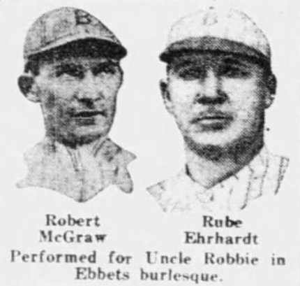 Portraits of Brooklyn pitchers Robert McGraw and Rube Ehrhardt after the Robins' 9–4 loss to the Phillies on June 27, 1926.