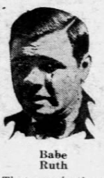 Newspaper portrait of Babe Ruth featured alongside coverage of his 23rd home run in June 1926.