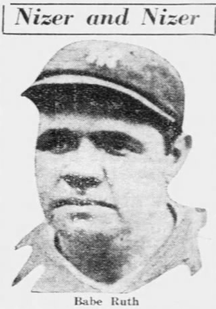 Newspaper portrait of Babe Ruth after hitting his 26th home run during the Yankees' 7–5 win over the Athletics on June 29, 1926.