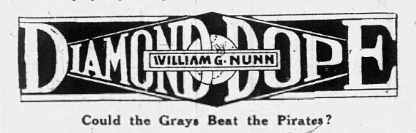 Diamond Dope newspaper column header by William G. Nunn asking whether the Homestead Grays could beat the Pittsburgh Pirates in 1926.