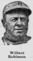 Portrait of Brooklyn Robins manager Wilbert Robinson from a 1926 newspaper photograph.