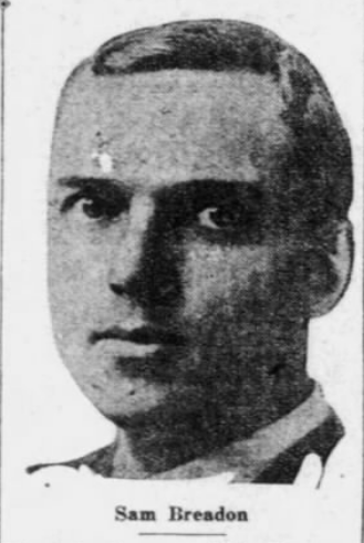 Black-and-white newspaper portrait of Cardinals owner Sam Breadon from 1926.