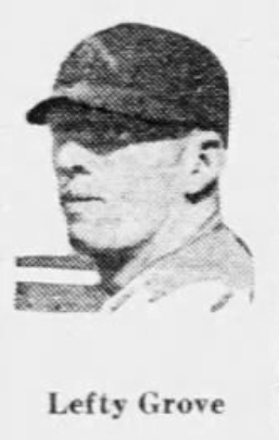 Portrait of Athletics pitcher Lefty Grove, who fanned 14 Yankees during a July 5, 1926 doubleheader.