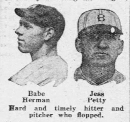 Portraits of Dodgers outfielder Babe Herman and pitcher Jess Petty from the July 16, 1926 New York Daily News.