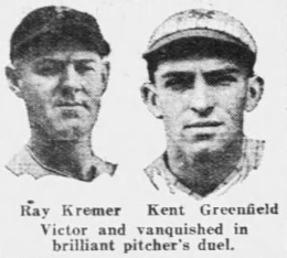 Portraits of Pirates pitcher Ray Kremer and Giants pitcher Kent Greenfield from the July 16, 1926 New York Daily News.