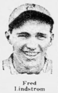 Portrait of Giants third baseman Freddie Lindstrom after his home run against the Phillies on July 5, 1926.