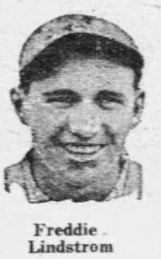 Portrait of New York Giants third baseman Freddie Lindstrom from a 1926 newspaper.