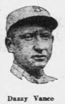 Portrait of Brooklyn Dodgers pitcher Dazzy Vance from a 1926 newspaper.