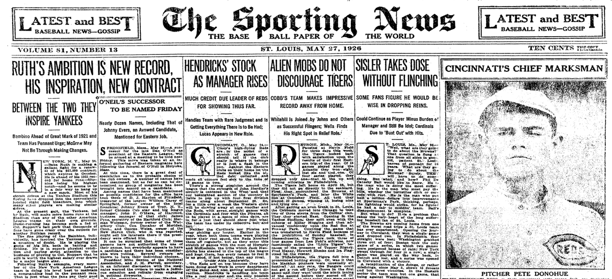 Ruth, Hornsby and the Reds: Baseball’s Biggest Stories from May 27, 1926