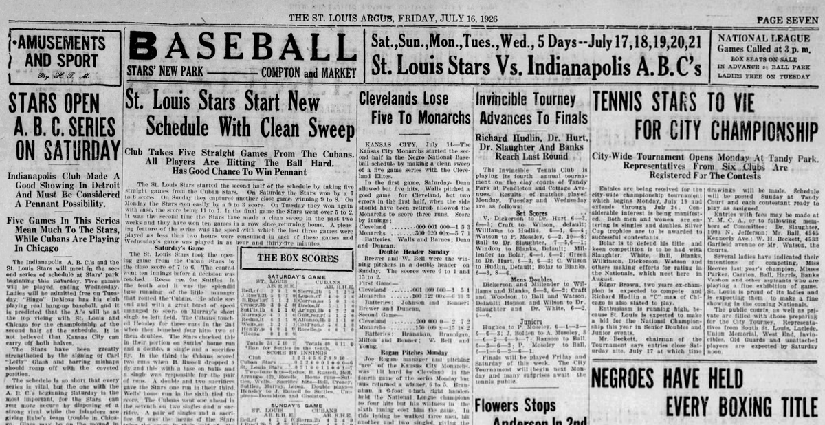 St. Louis Stars Sweep Cuban Stars to Open Second Half of 1926 Season