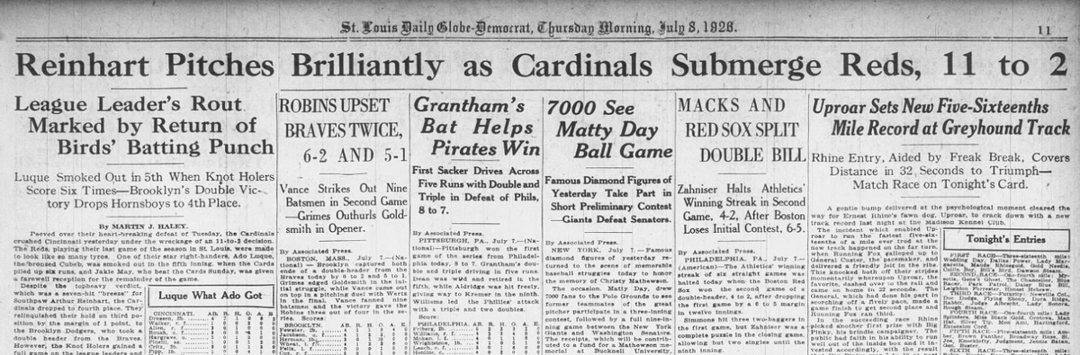 Reinhart Pitches Brilliantly as Cardinals Submerge Reds, 11 to 2