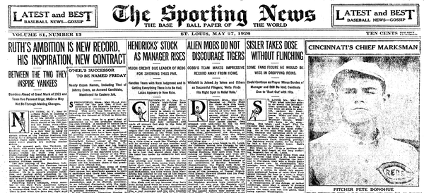 Ruth, Hornsby and the Reds: Baseball’s Biggest Stories from May 27, 1926