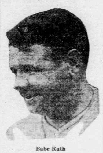 Black-and-white 1926 newspaper portrait of Babe Ruth, New York Yankees slugger, shown in profile during the early years of the Yankees’ dominant era.