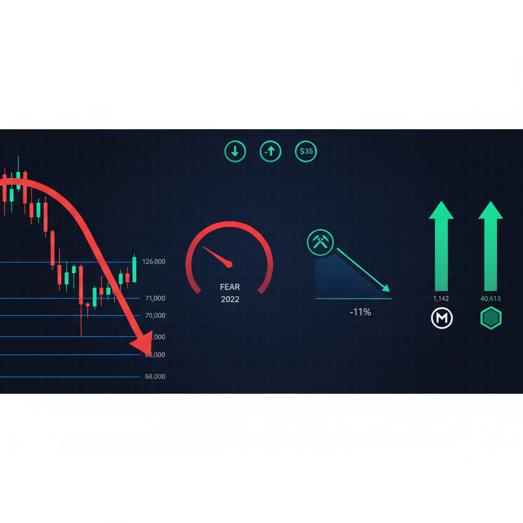 Bitcoin mining difficulty collapse and institutional accumulation patterns in February 2026: $126K to $68K decline with Fear Index surge and whale buying signals