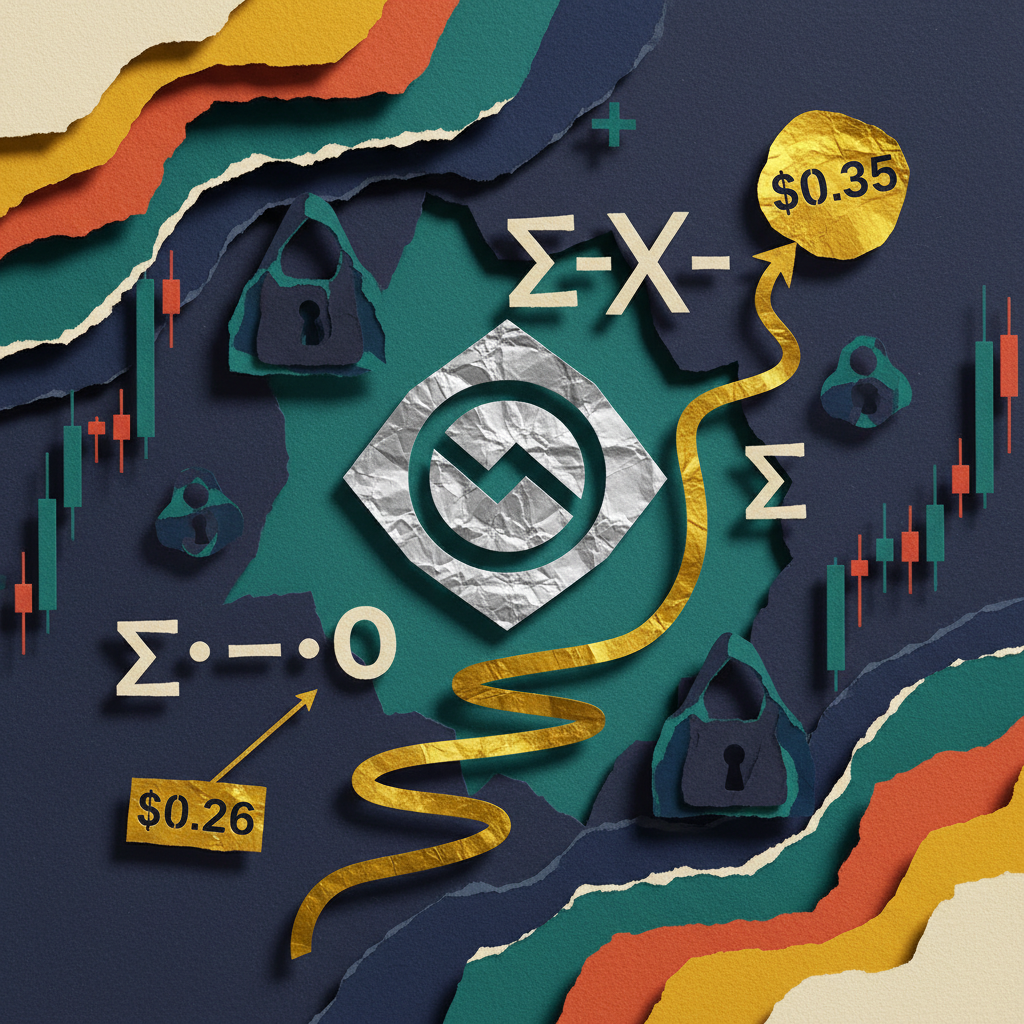 Cardano ADA Midnight privacy blockchain launch March 2026 price analysis paper cut collage with ZK-proof symbols and target levels