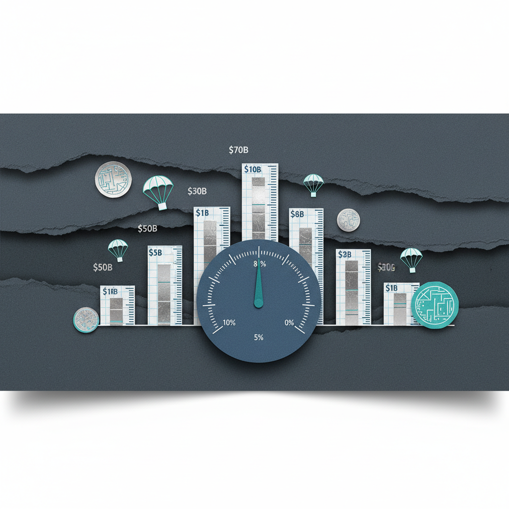 DeFi TVL growth visualization with interconnected protocol nodes and lending flow charts