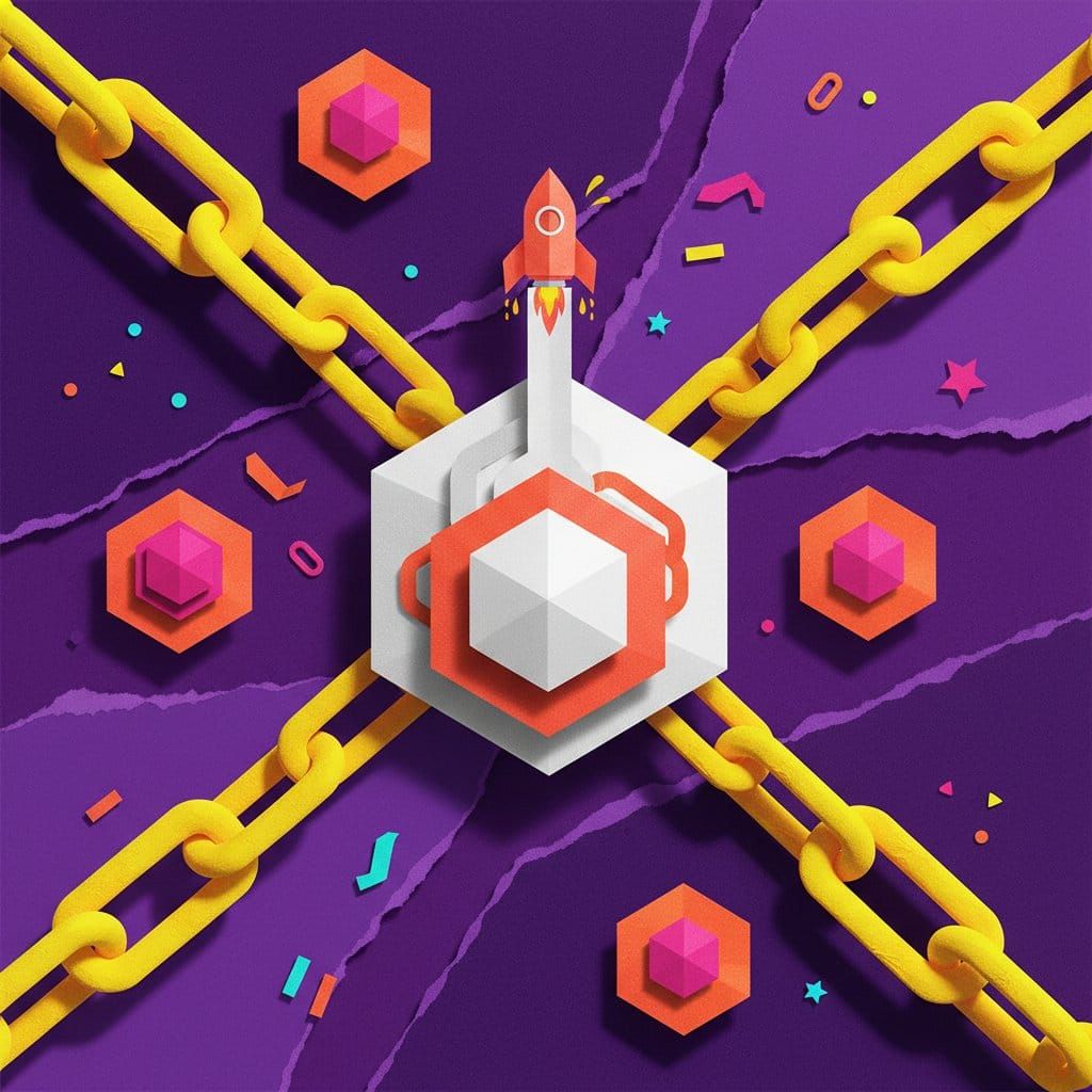 Axelar AXL cross-chain interoperability protocol Upbit surge trending paper cut collage illustration