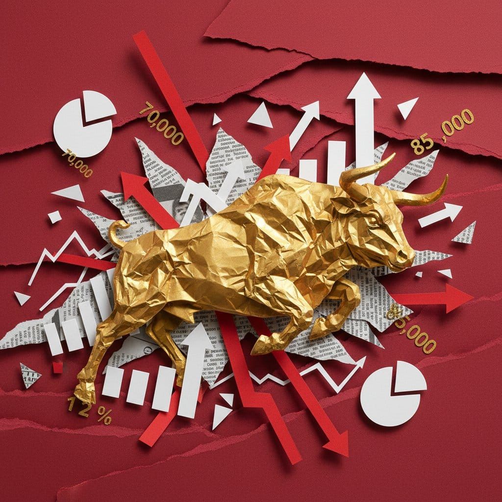 Crypto market briefing April 11 2026 golden bull ETF inflows institutional buying papercut collage illustration