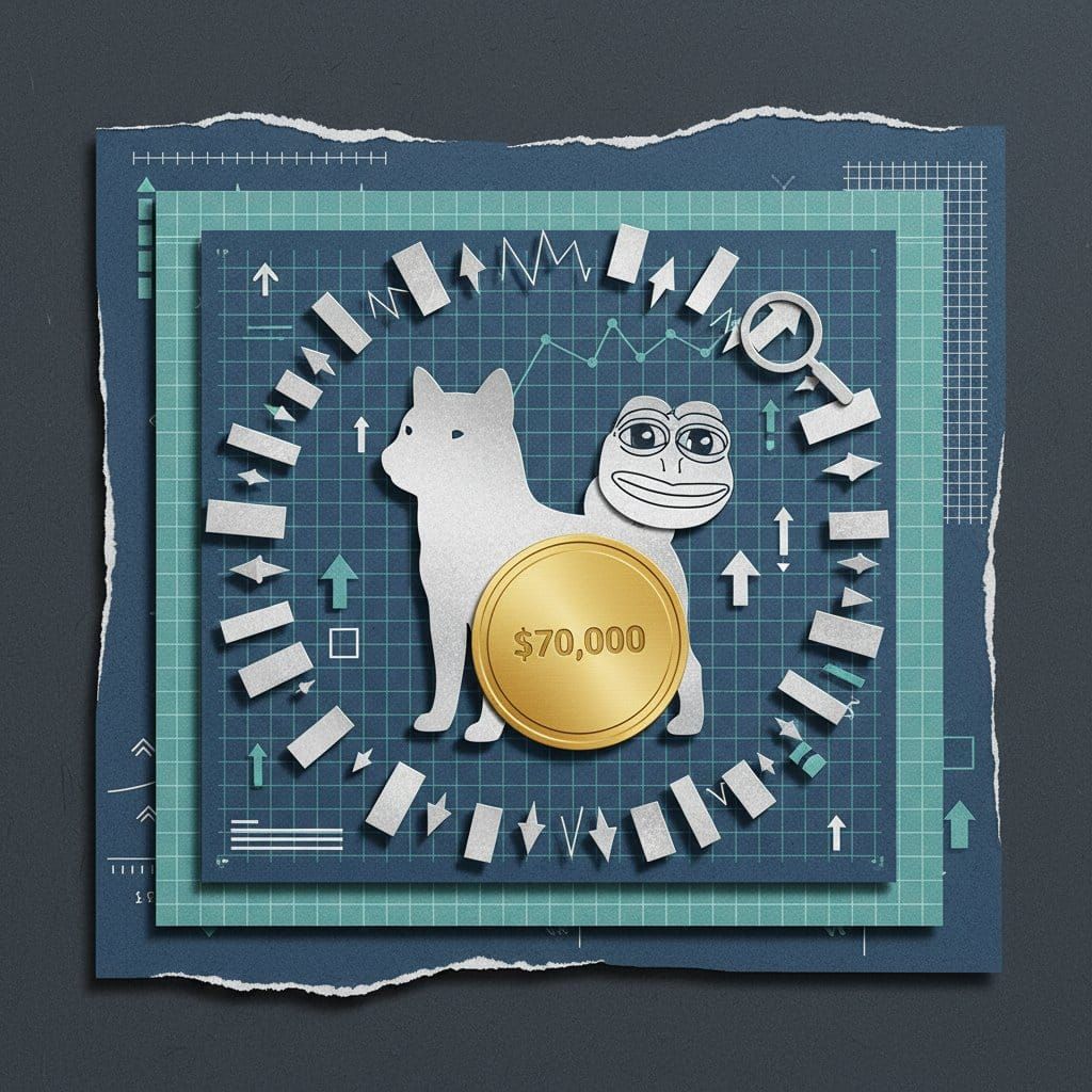 Meme coin analysis April 2026 DOGE SHIB PEPE RSI divergence whale accumulation paper cut collage