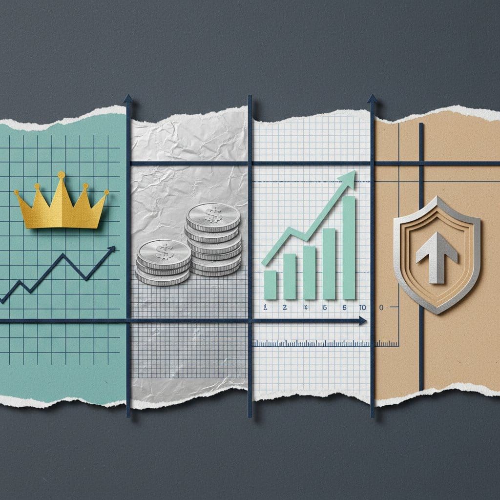 South Korea top crypto exchange comparison 2026 Upbit Bithumb Coinone illustrated as abstract paper cut collage panels on dark background
